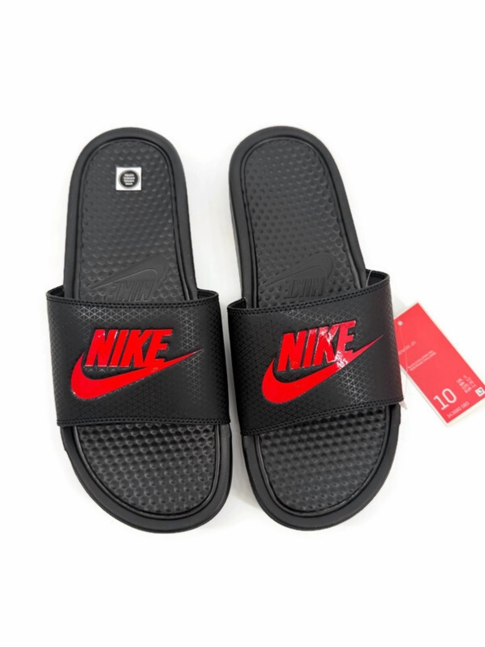 NWT Nike Benassi JDI Slides Black Challenge Red Size 10
